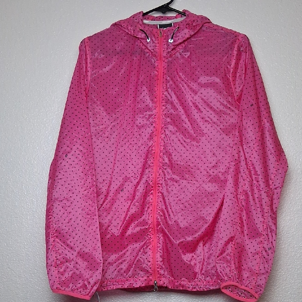 Nike Running Wind Breaker Pink With Black Polka Dots Size M Full Zip